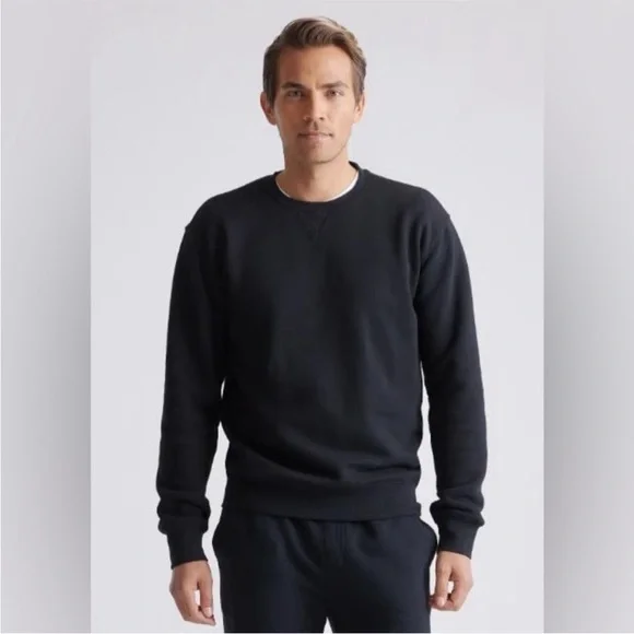 Quince Men's Organic Heavyweight Crew Fleece Black Size Medium - Picture 3 of 11